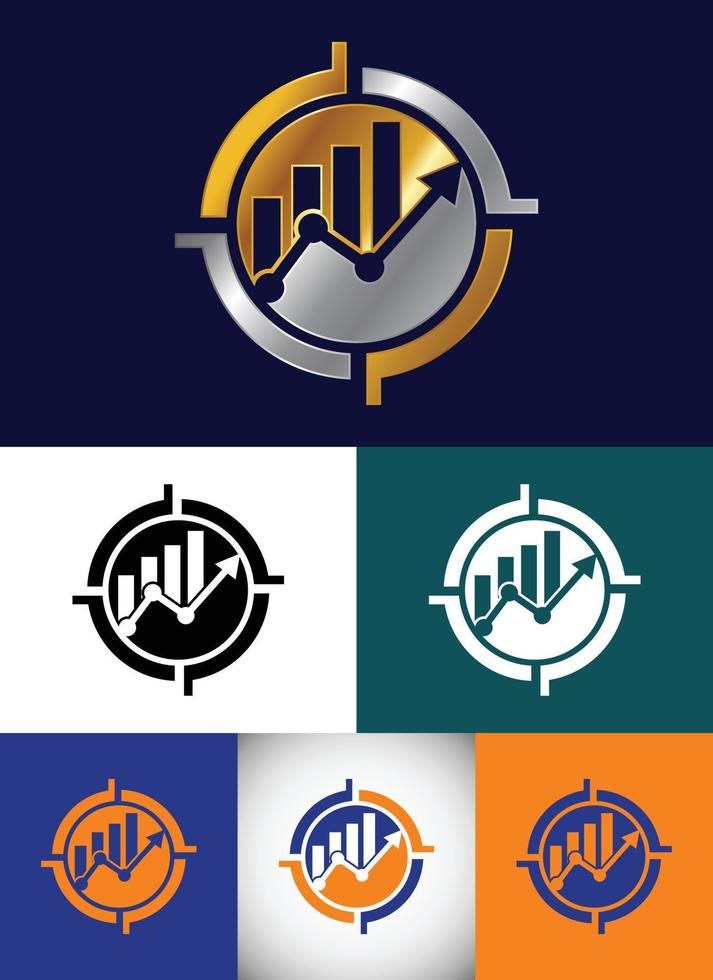 Multiple color variation finance and accounting logo design vector template
