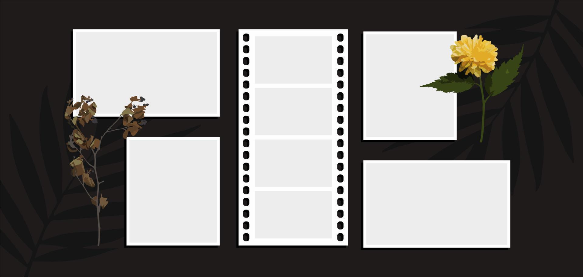 Pictures or photos frame collage. comics page grid layout abstract photo frames and digital photo wall template vector