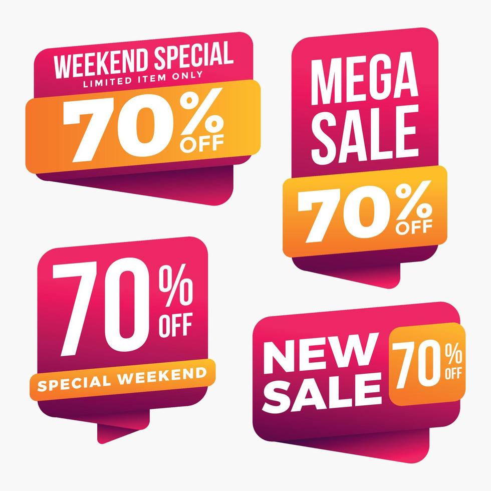Collection of sale label banner discount tag vector
