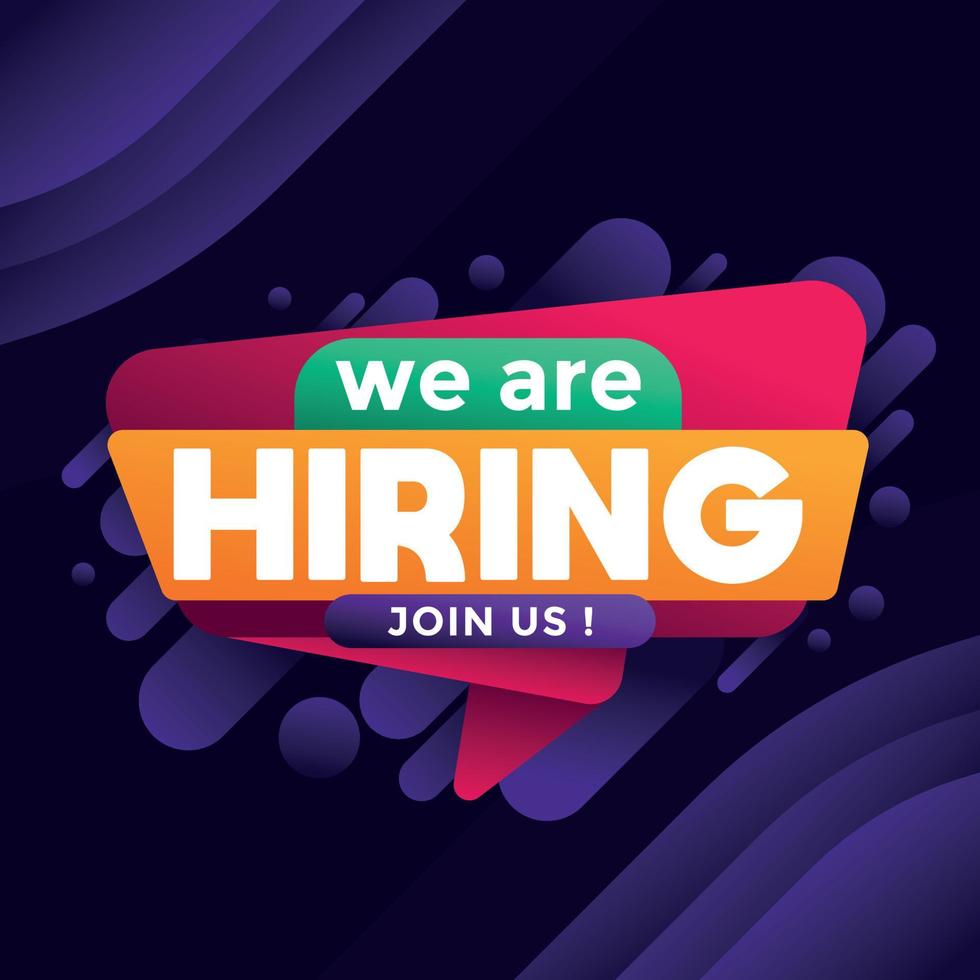 We are hiring banner colorful background vector