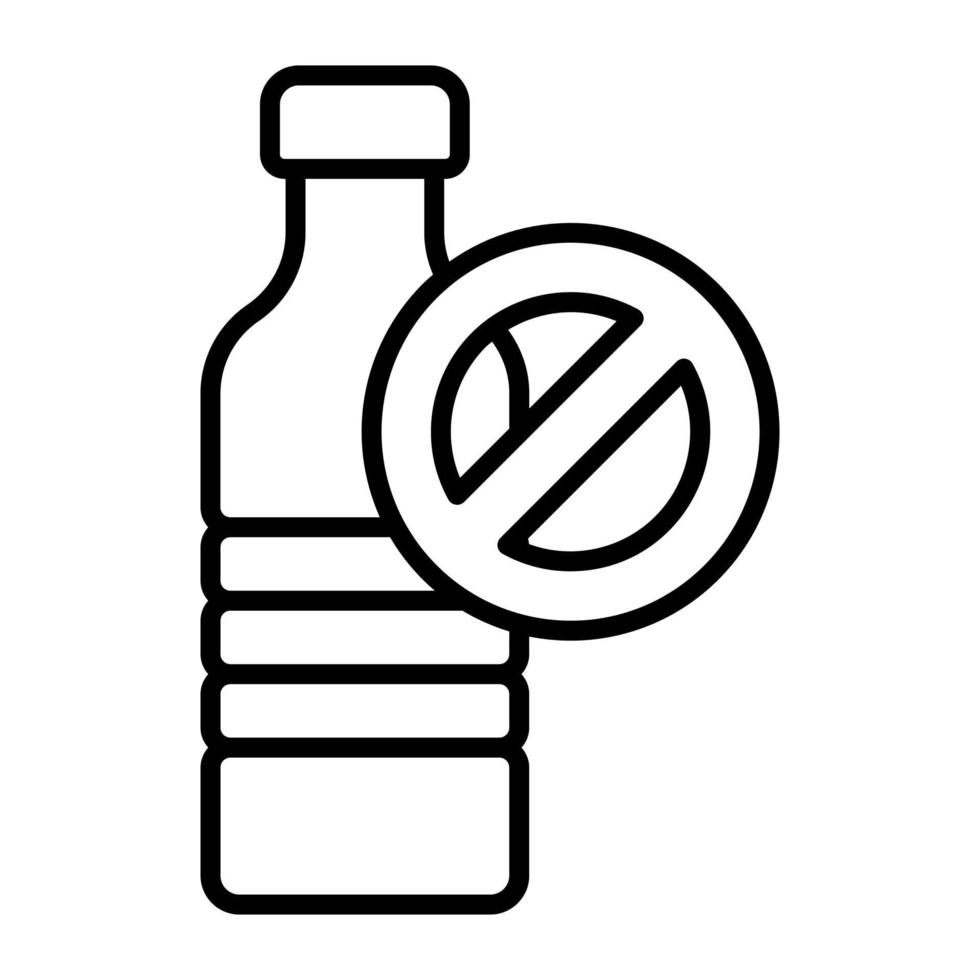 Prohibited sign on plastic bottle showing concept icon of no plastic bottles vector