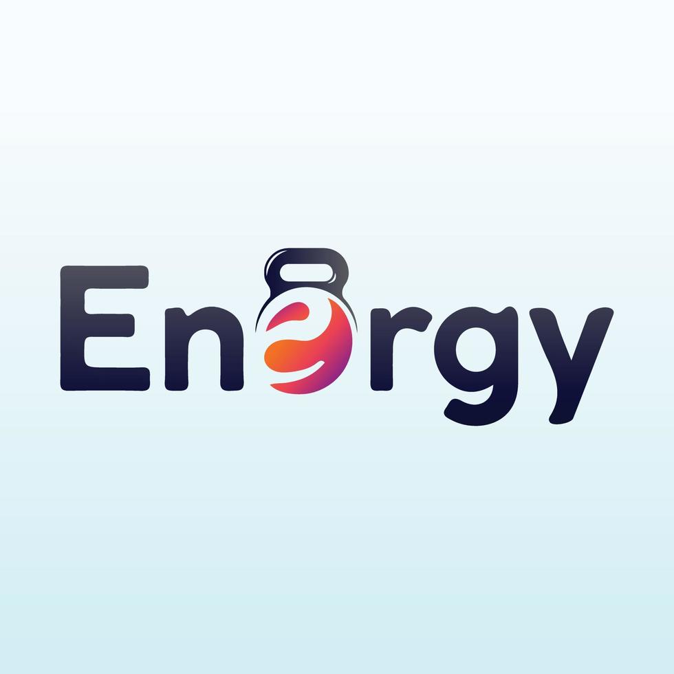 Energy logo design with fitness gym icon vector