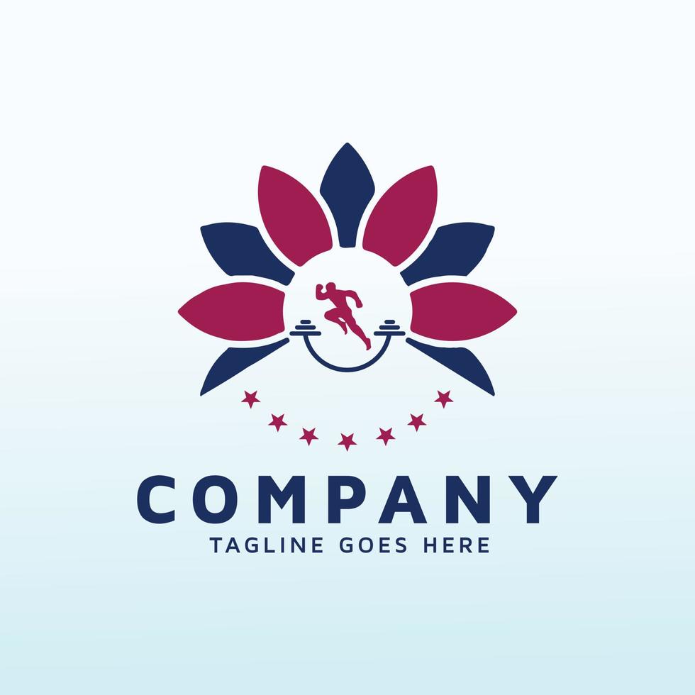 Hometown Pharmacy logo design with fitness icon. vector
