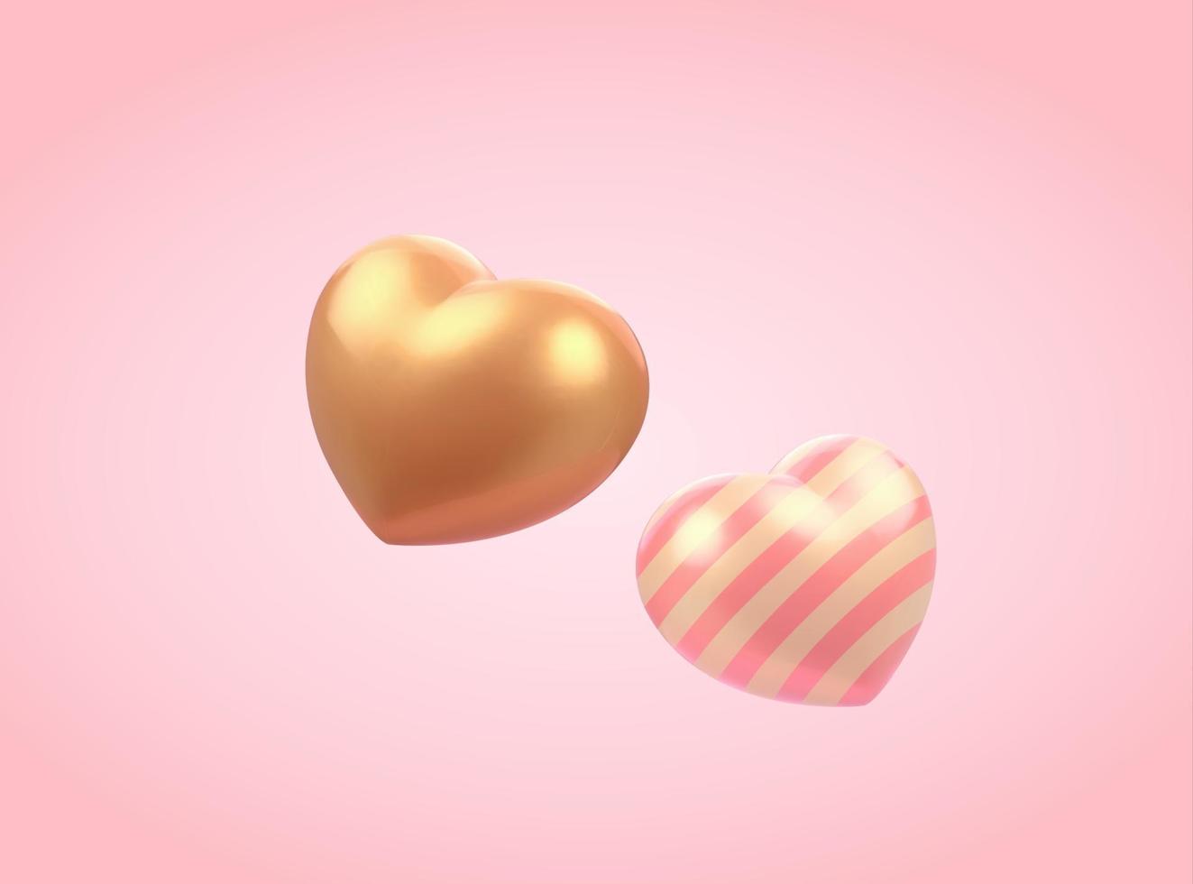 3d ilustración de linda corazones aislar en rosado antecedentes. concepto de amor. elemento adecuado para Boda evento y San Valentín día. vector