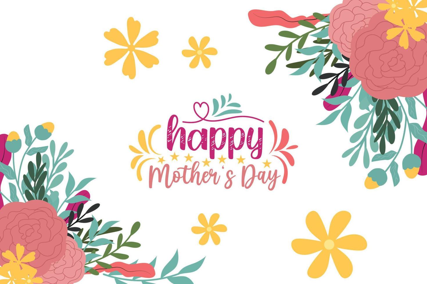 Happy mothers day celebration greeting card background  mom and child love vector