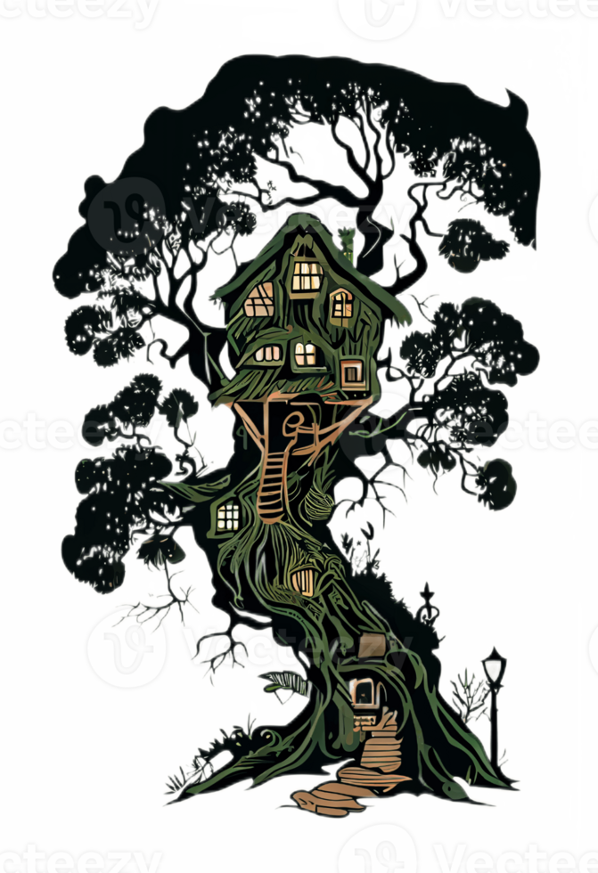 Fantasy Tree House, fantasy, house, tree, woods, png