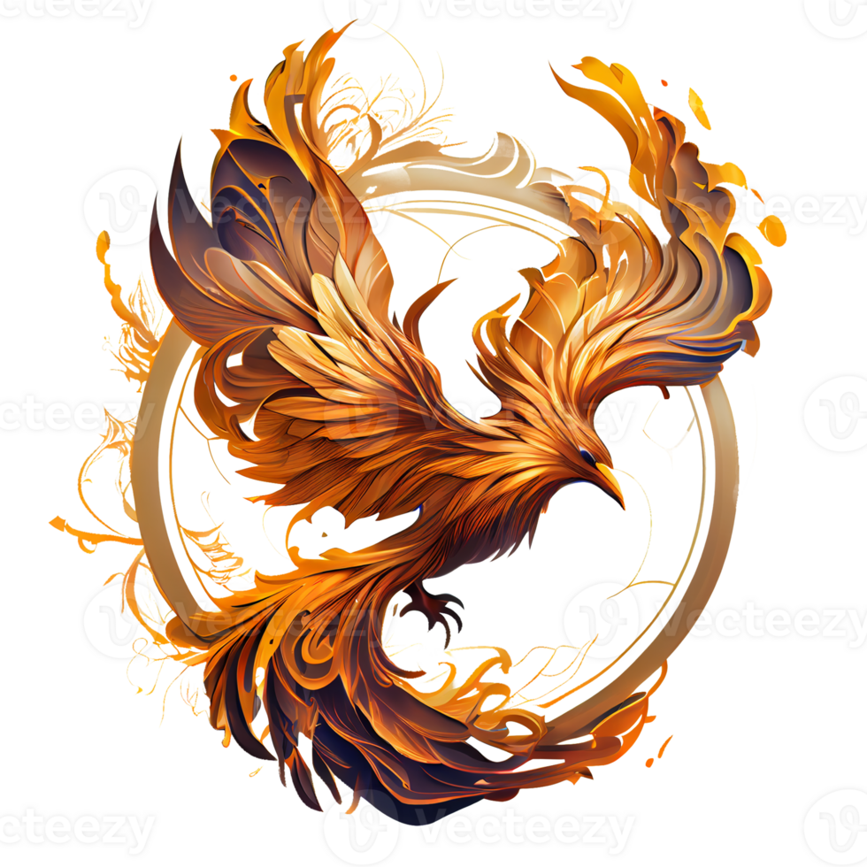 mystisk mytisk karaktär fågel Fenix, fågel Fenix fågel på en transparent bakgrund, fågel Fenix logotyp, generativ ai, png