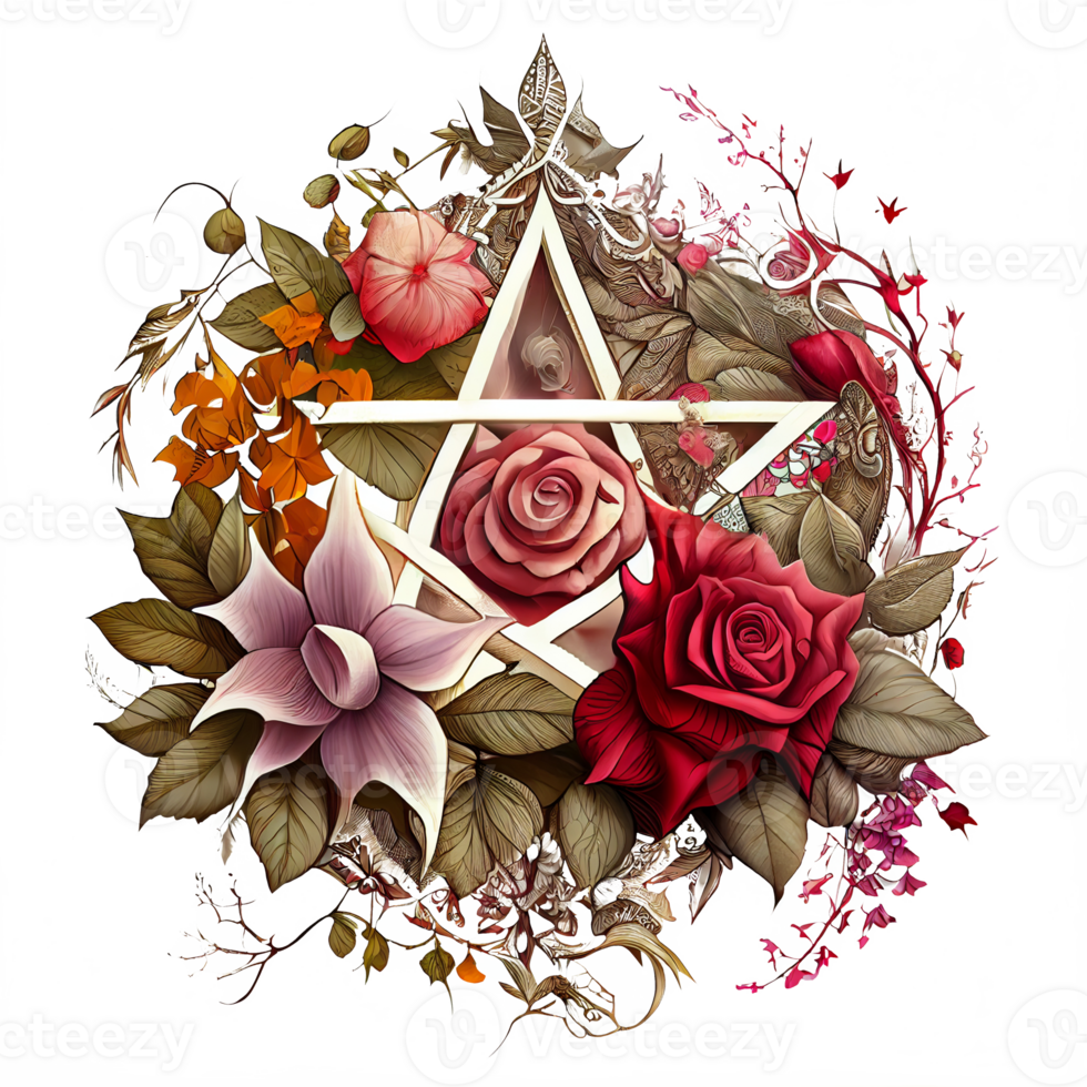 vattenfärg pentagram gouache element, halloween, mystik. trolldom attribut. målning, , generativ ai. png