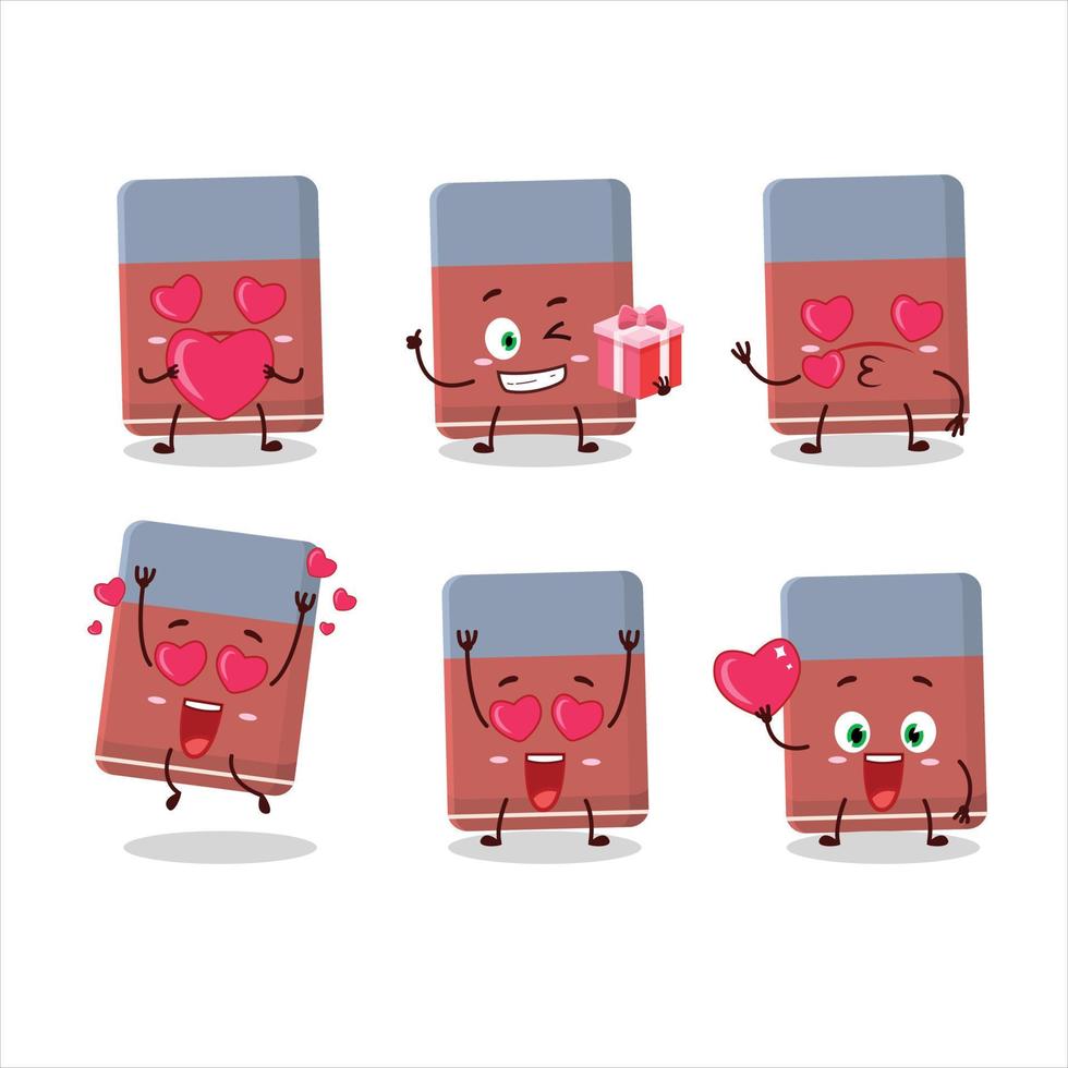 Eraser cartoon character with love cute emoticon vector