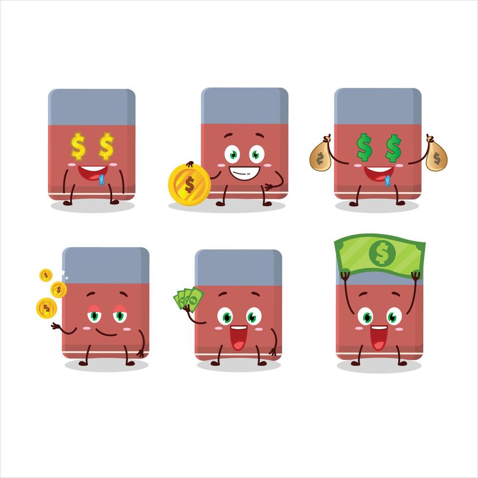 Eraser cartoon character with cute emoticon bring money vector