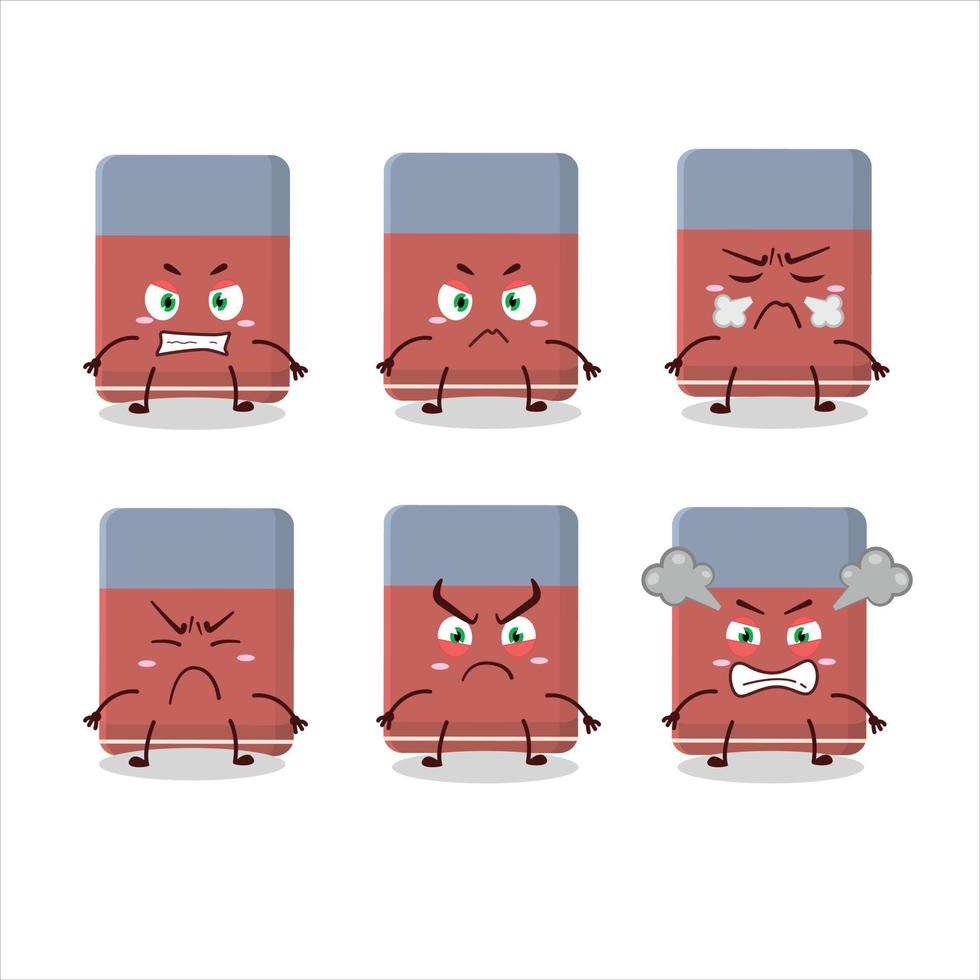 Eraser cartoon character with various angry expressions vector