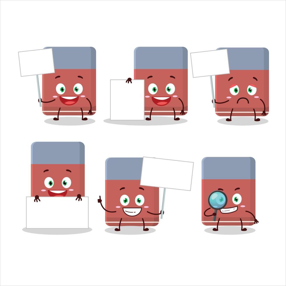 Eraser cartoon in character bring information board vector