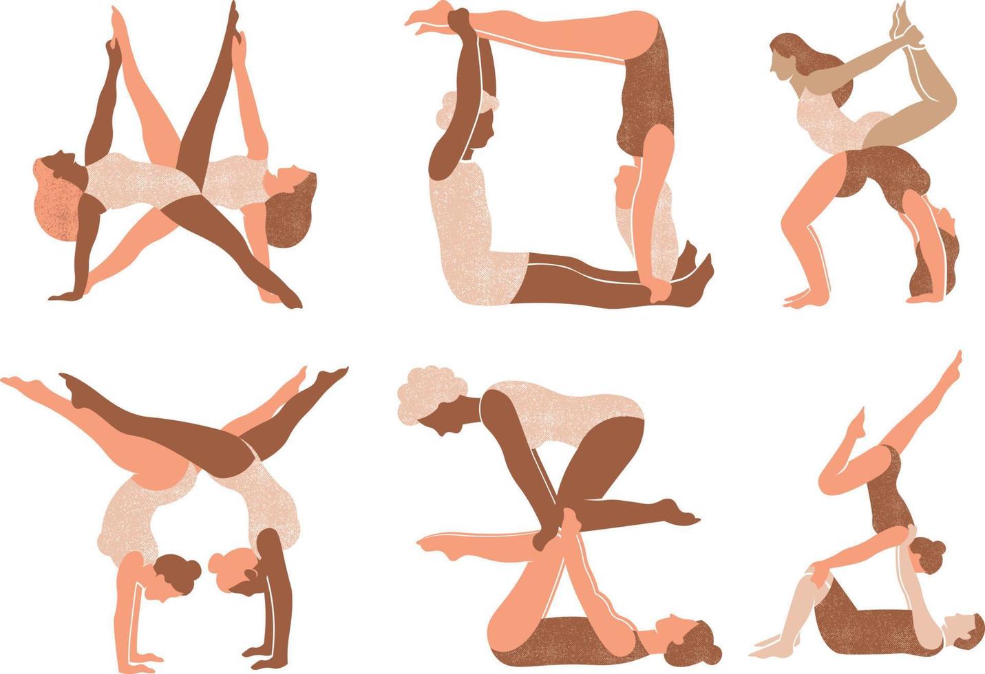 conjunto de yoga posa vector ilustración aislado en un blanco antecedentes.