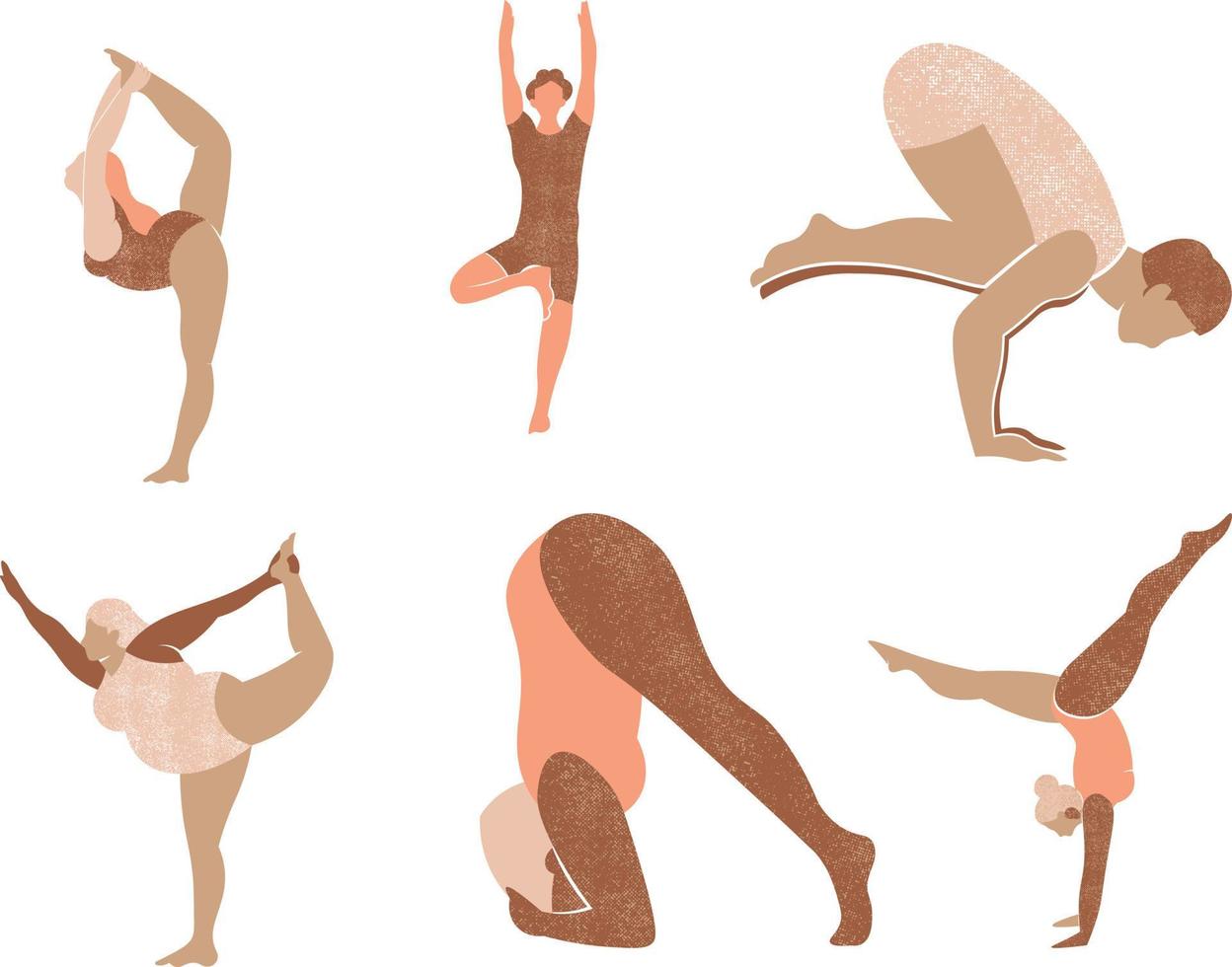 Set of yoga poses. Vector illustration isolated on a white background.