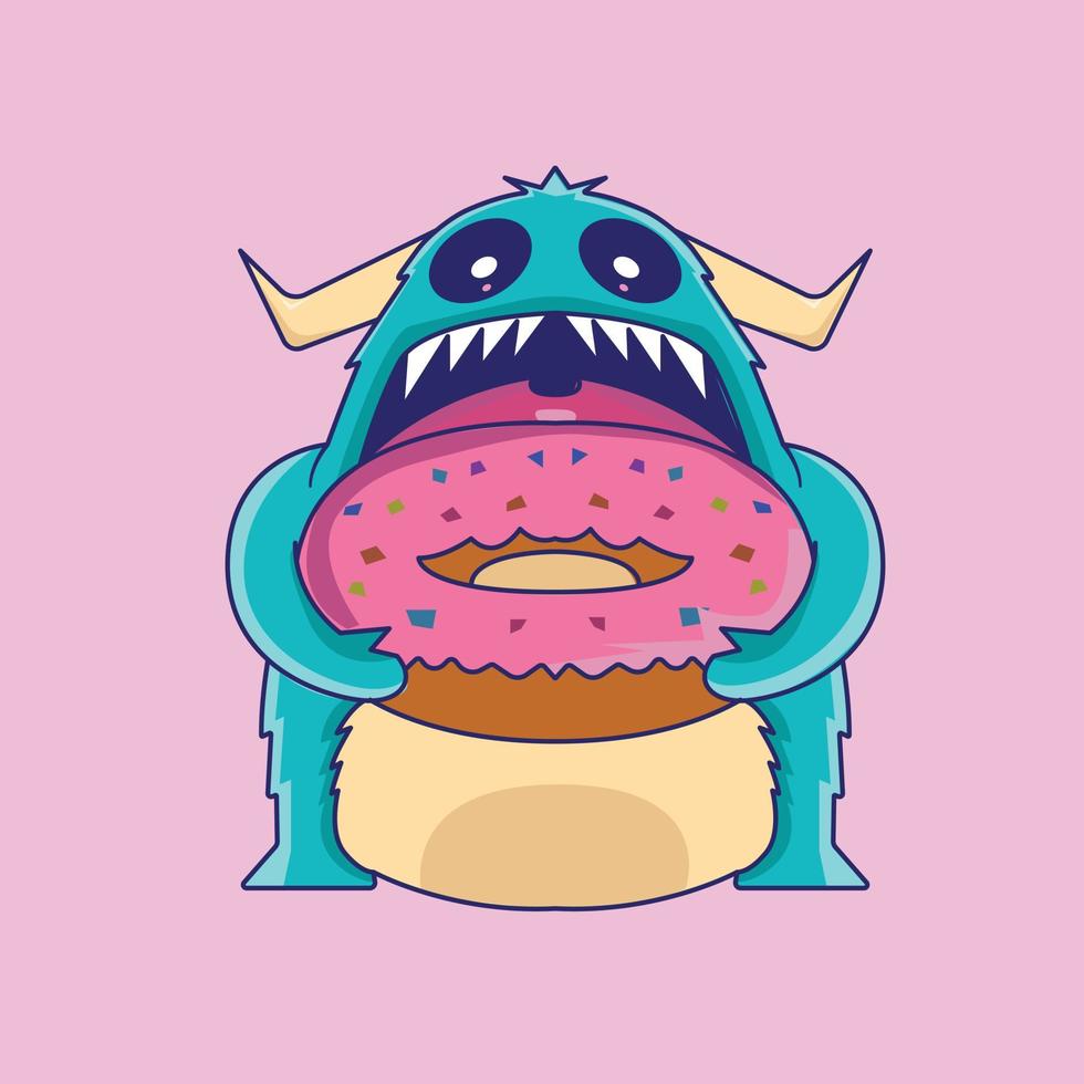 Monster eat Dounat vector