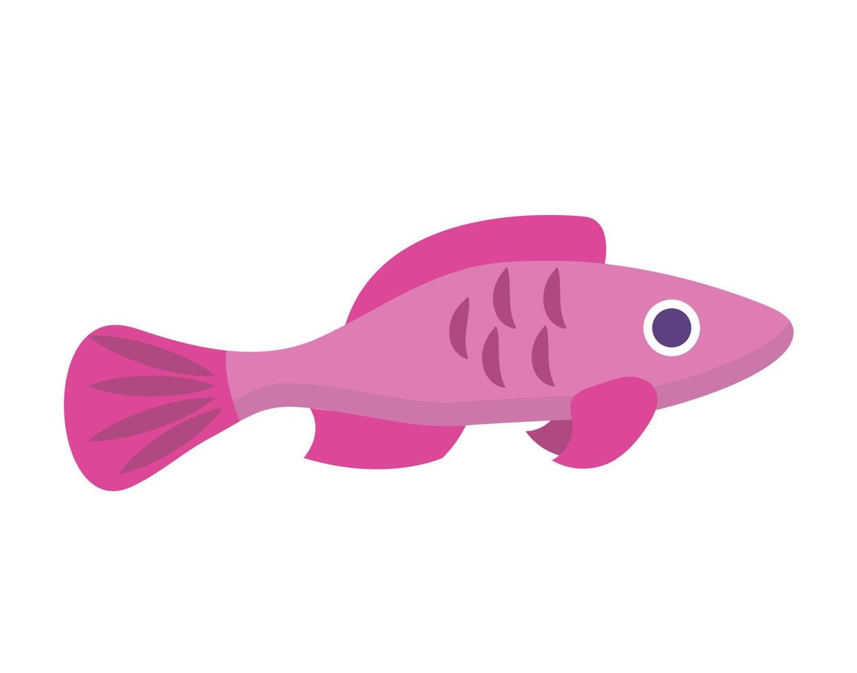 Silhouette of a pink aquarium fish. Flat cartoon icon for your design. Vector illustration isolated on white background.