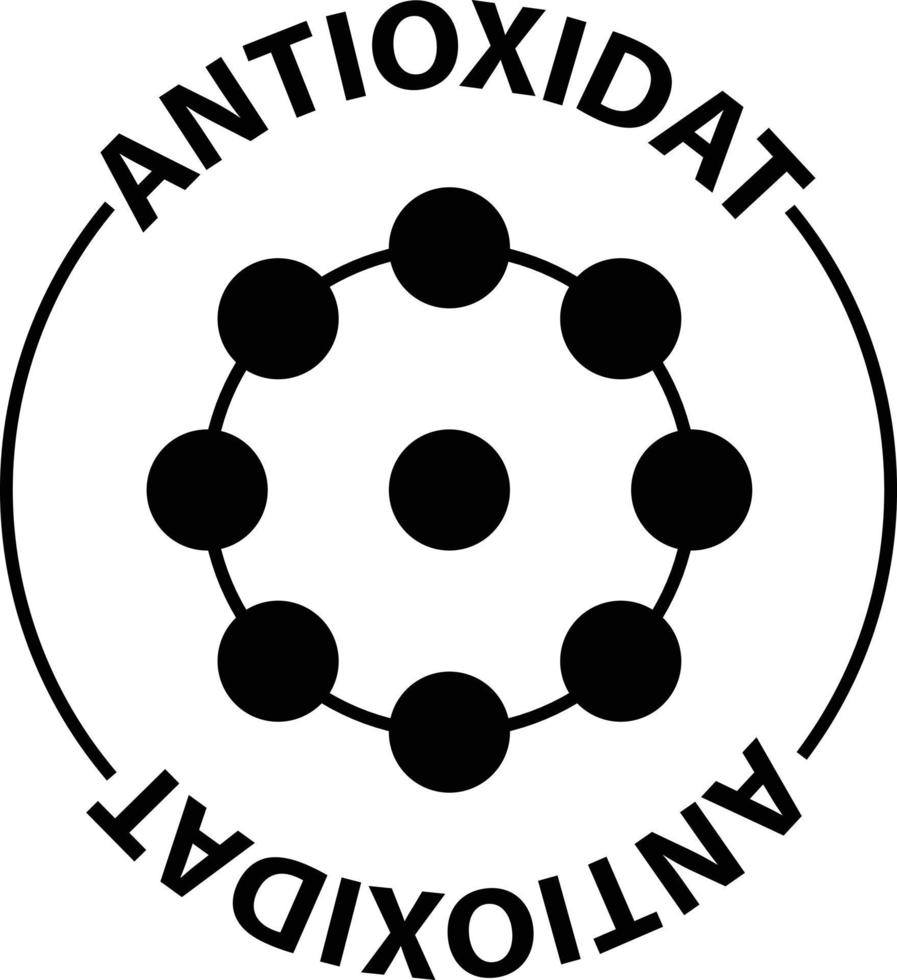 antioxidante icono en blanco antecedentes. radical gratis oxidante molécula signo. anti oxidante suplemento símbolo. plano estilo. vector