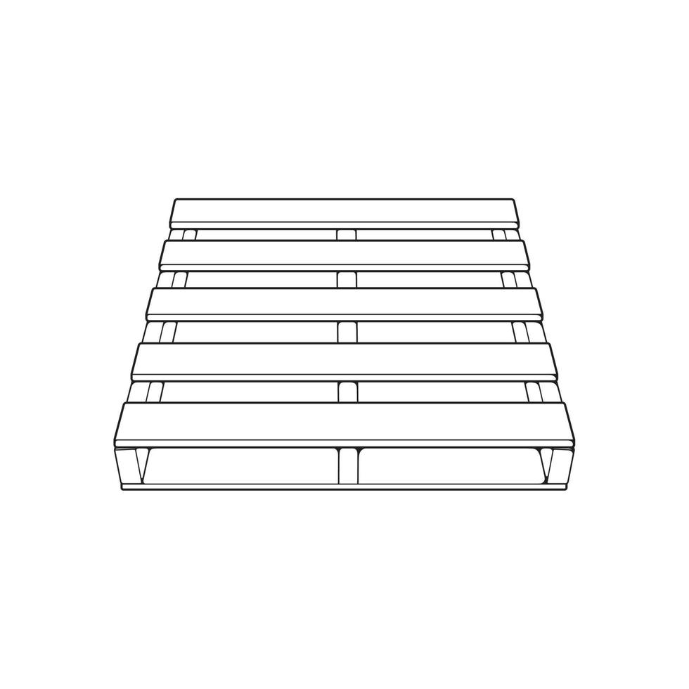 Wooden pallet vector illustration on white background . Isolated isometric outline wood container. Isometric vector outline wooden pallet.