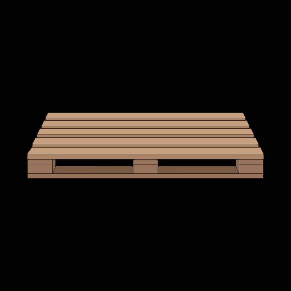 Wooden pallet vector illustration on black background . Isolated isometric wood container. Isometric vector wooden pallet.
