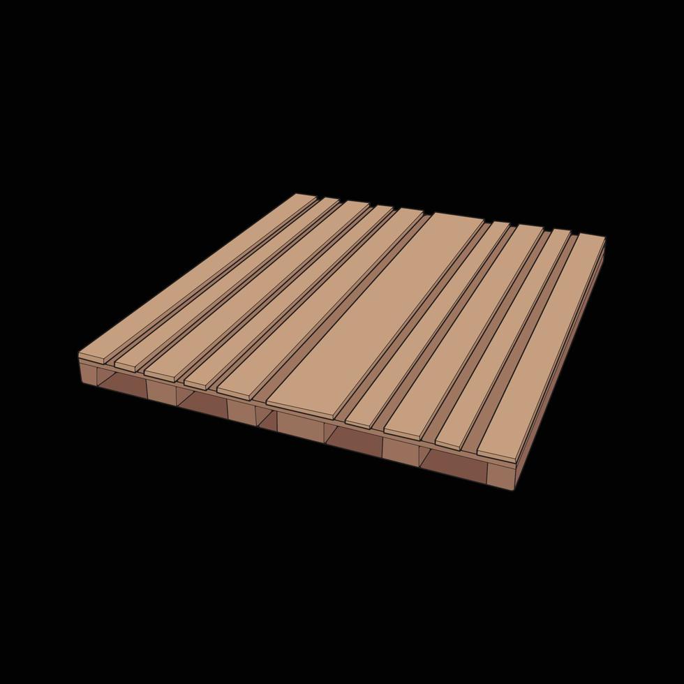 Wooden pallet vector illustration on black background . Isolated isometric wood container. Isometric vector wooden pallet.