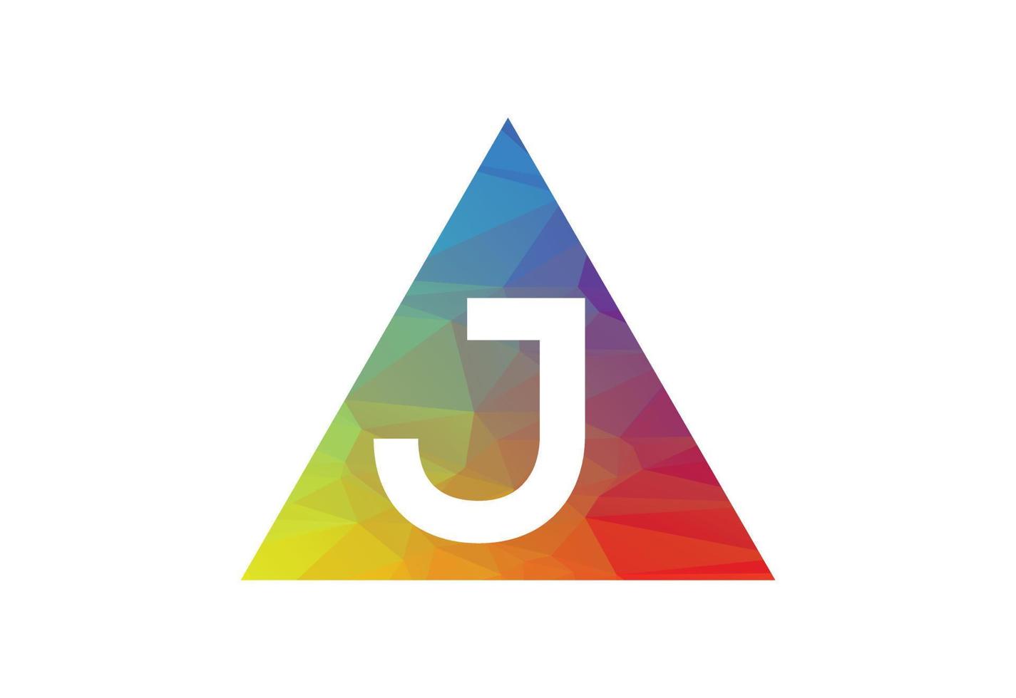 Colourful Low Poly and initial J letter logo design, Vector illustration