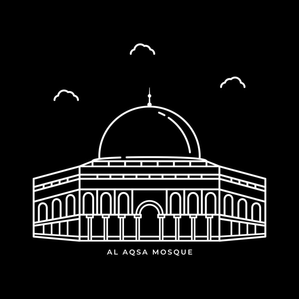 Alabama aqsa mezquita histórico edificio ilustración. icono vector diseño