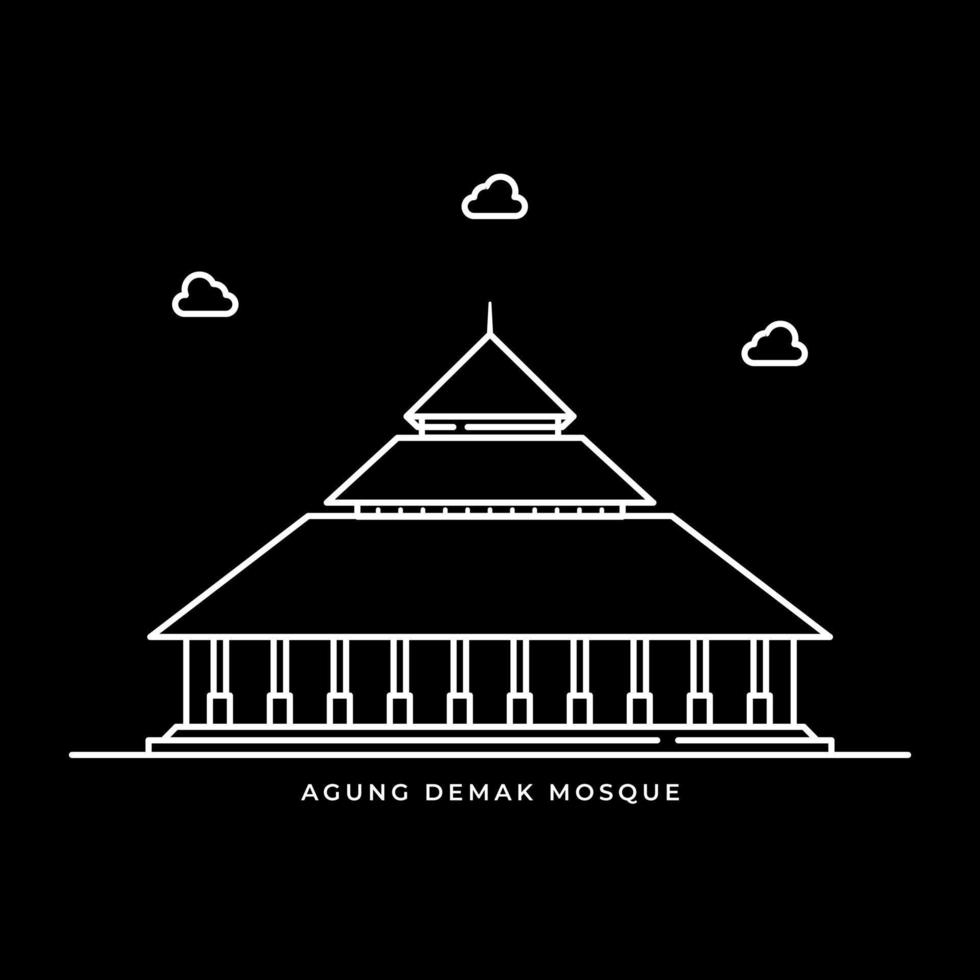 Agung Demak Mosque Icon Muslims Religion in Java Island Indonesia vector