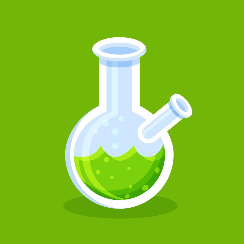 Flask Tube Chemical Test. Laboratory Equipment Logo and Icon Vector Illustration