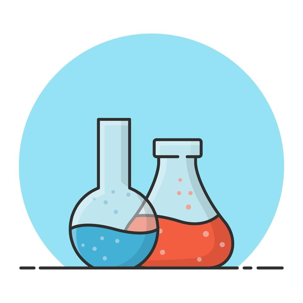 erlenmeyer y matraz tubo. química experimentar en laboratorio. lleno icono vector diseño