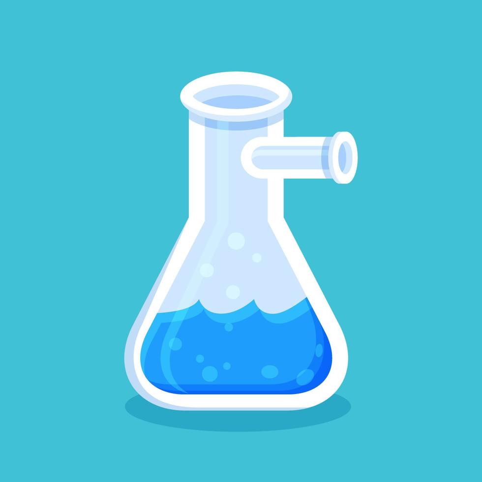 erlenmeyer tubo químico prueba. laboratorio equipo logo y icono vector