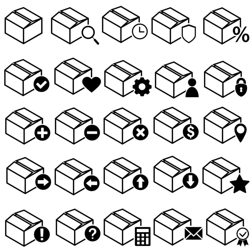 Box icons vector set. cardboard illustration symbol collection. package sign. delivery logo.