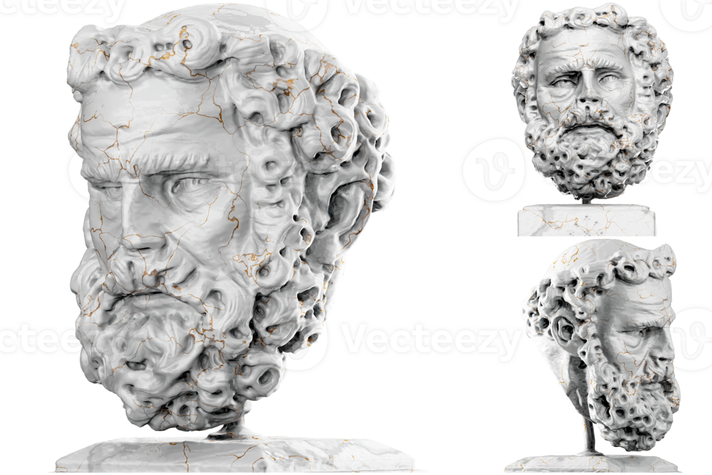 Majestic 3D render of a Bearded Man's Head, perfect for Renaissance-themed projects. png