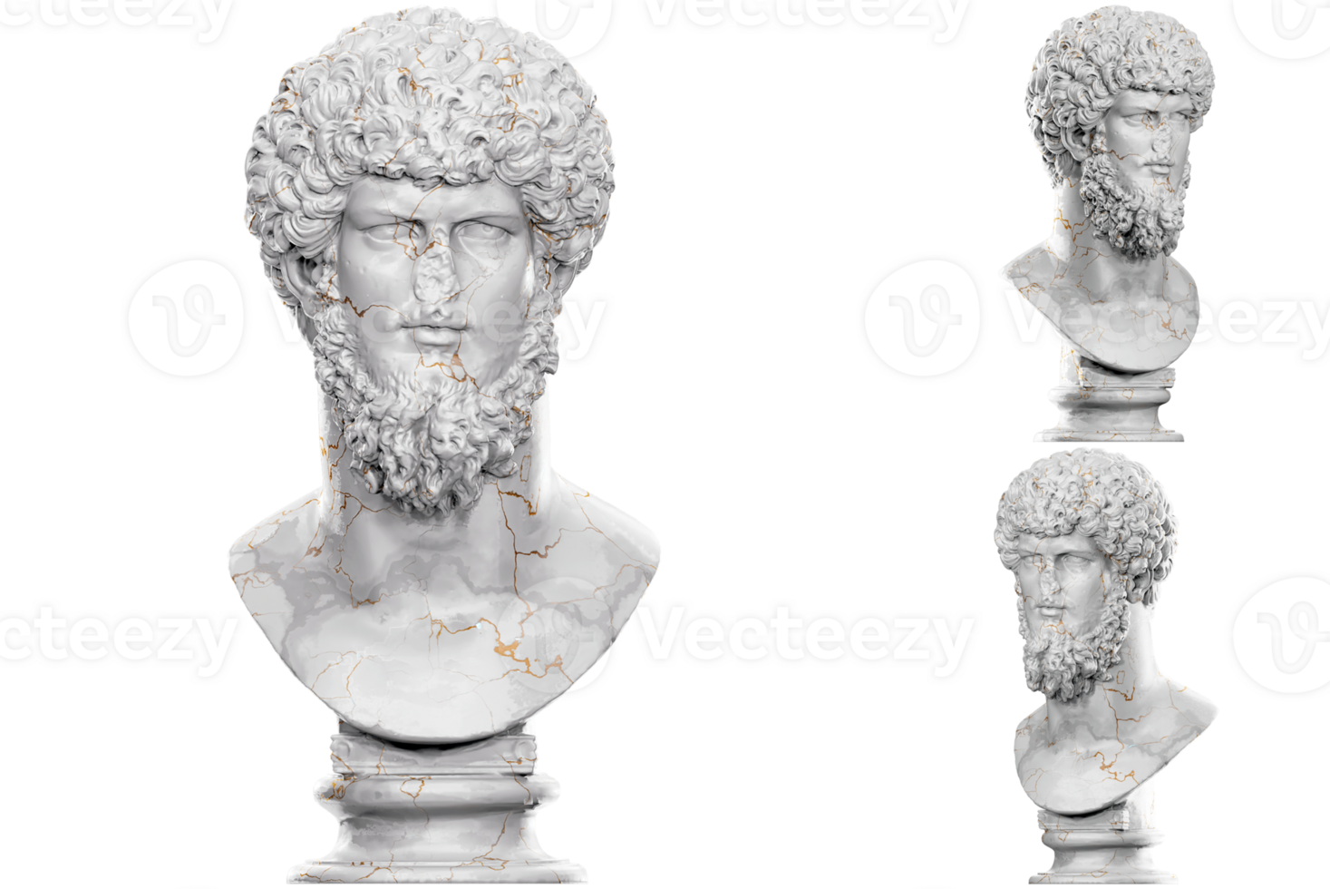 Colossal portrait of Lucius Verus 3D render, perfect for historical projects and museum promotions png