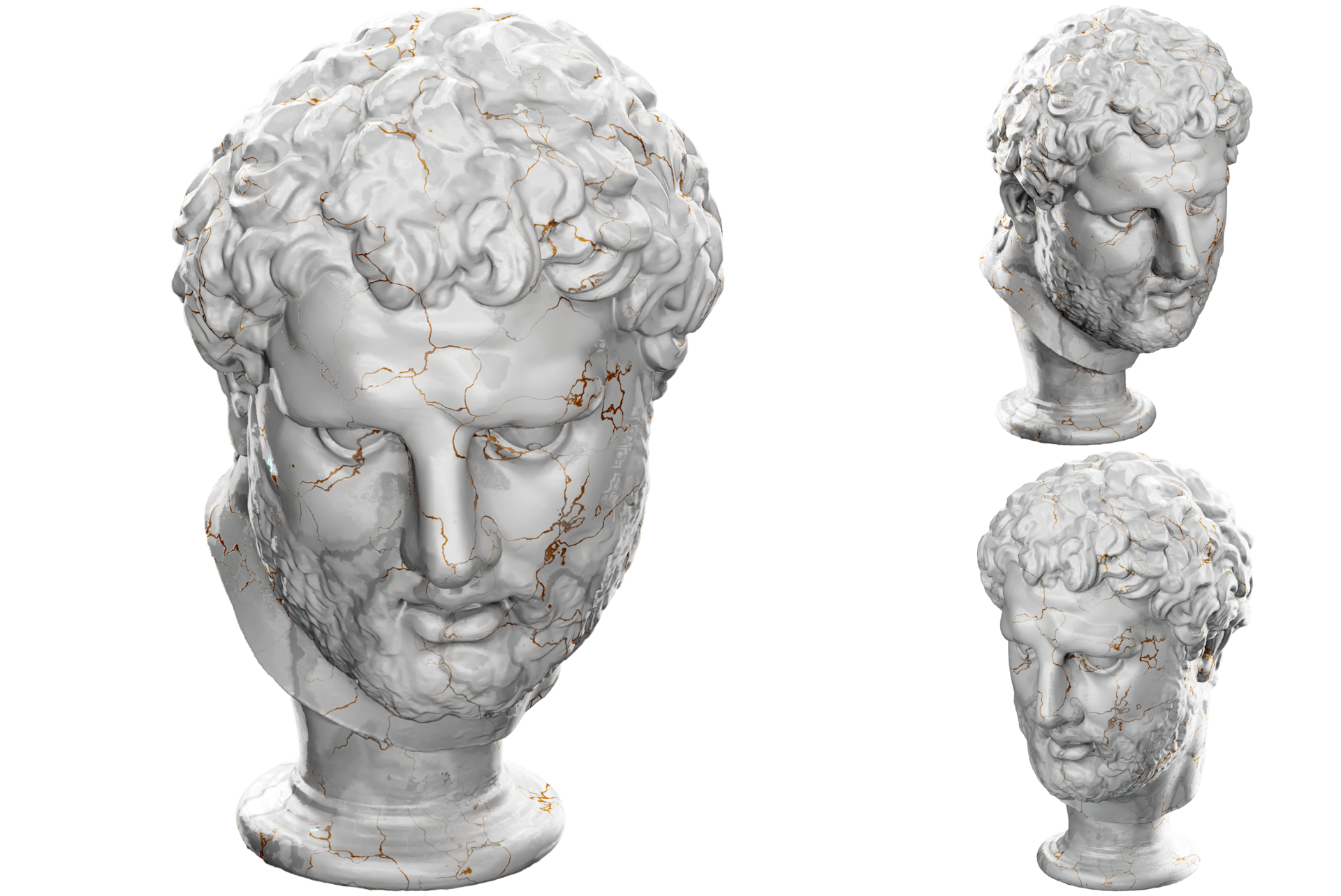 Apoxyomenos Head Statue in 3D Render, Perfect for Home Decor, site
