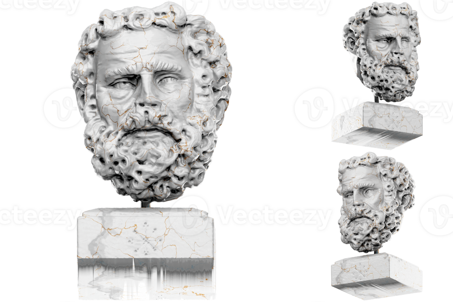 Majestic 3D render of a Bearded Man's Head, perfect for Renaissance-themed projects. png