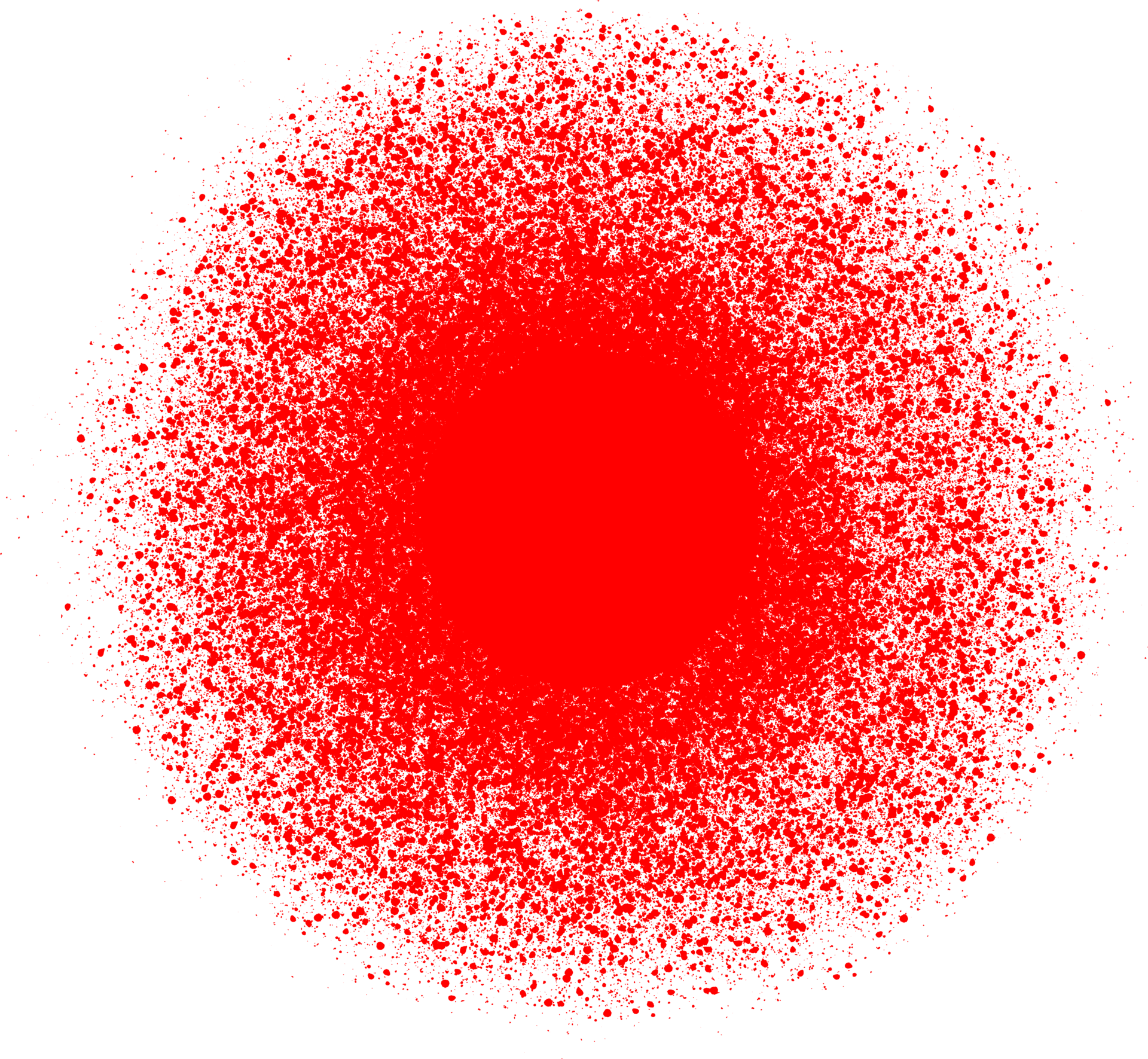 A round paint splatter of very fine particles with a solid filling