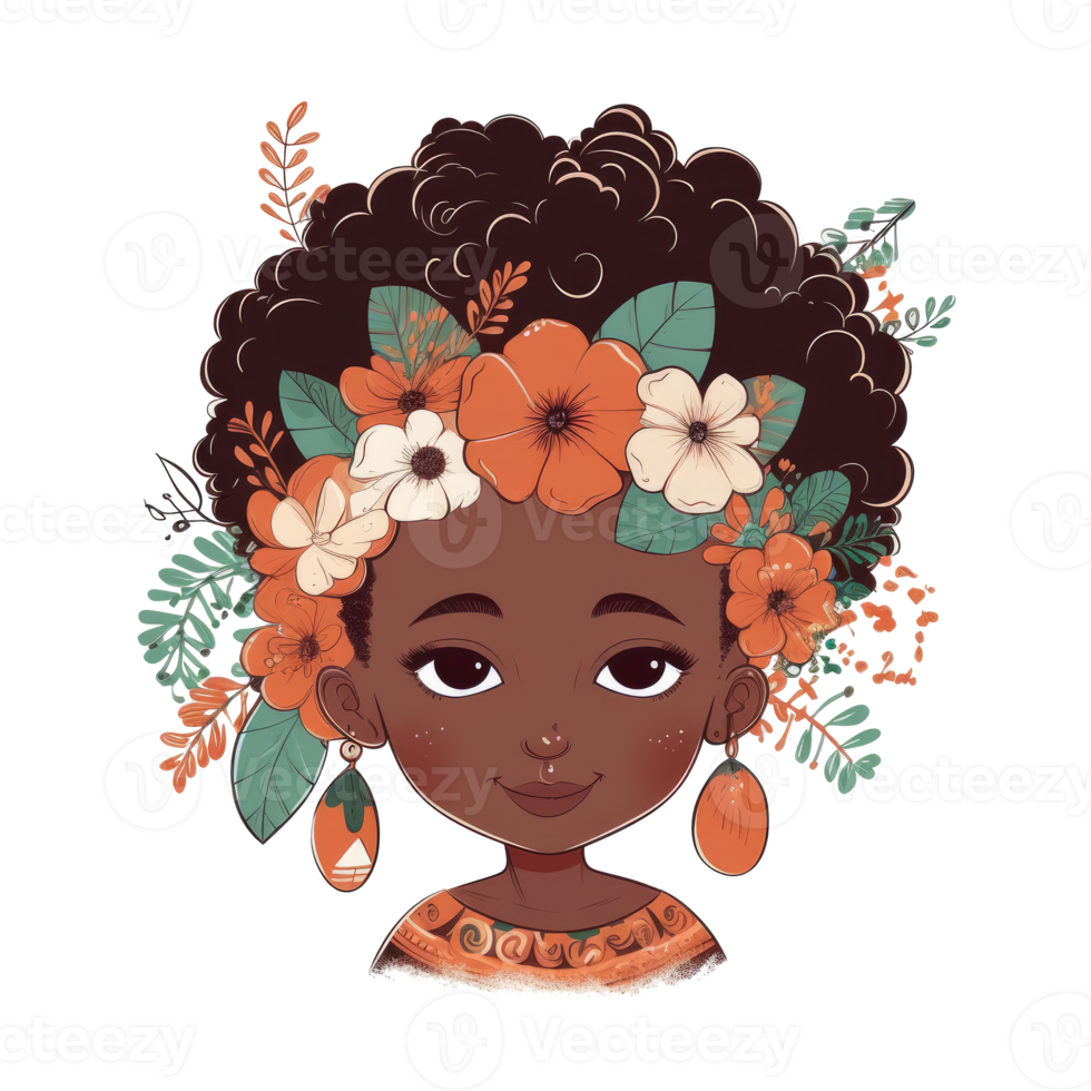 Cute girl with flowers. png