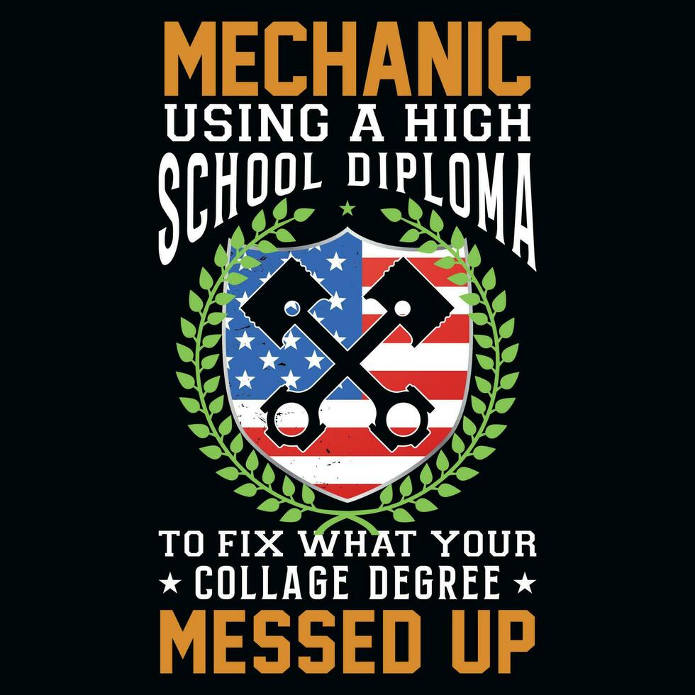 Mechanic tshirt design vector