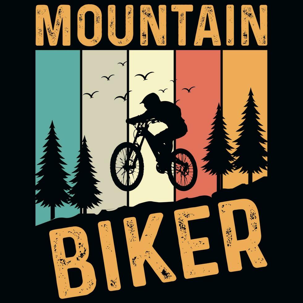 Mountain biking graphics tshirt design vector