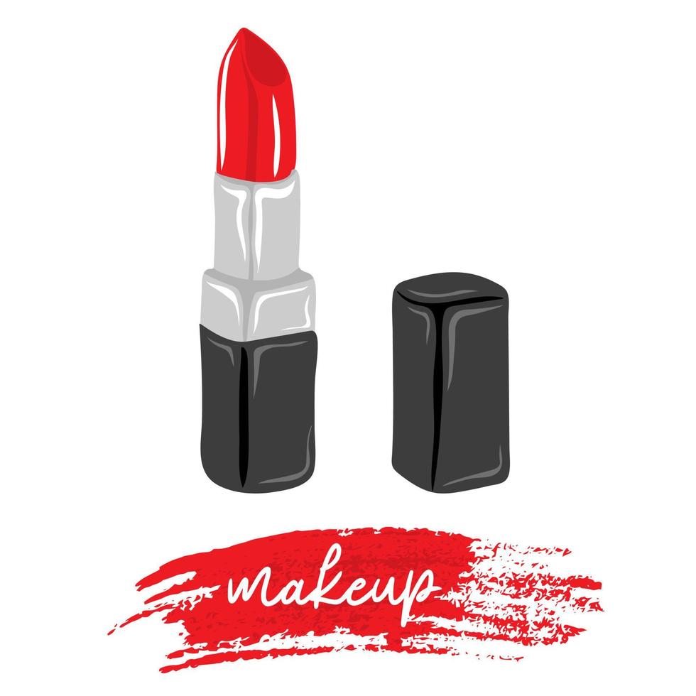 Red lipstick. Makeup  and beauty concept. Vector illustration