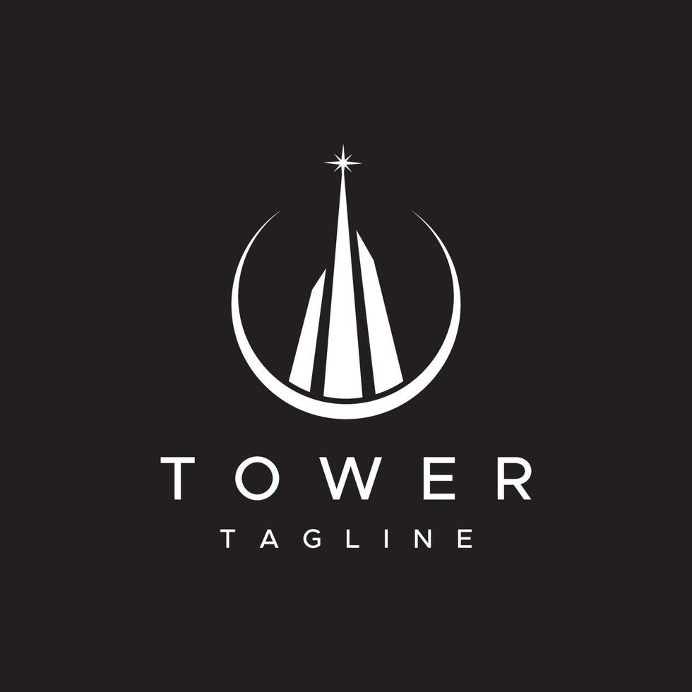 French eiffel tower building and high tower Logo template design.With editable vector illustration.