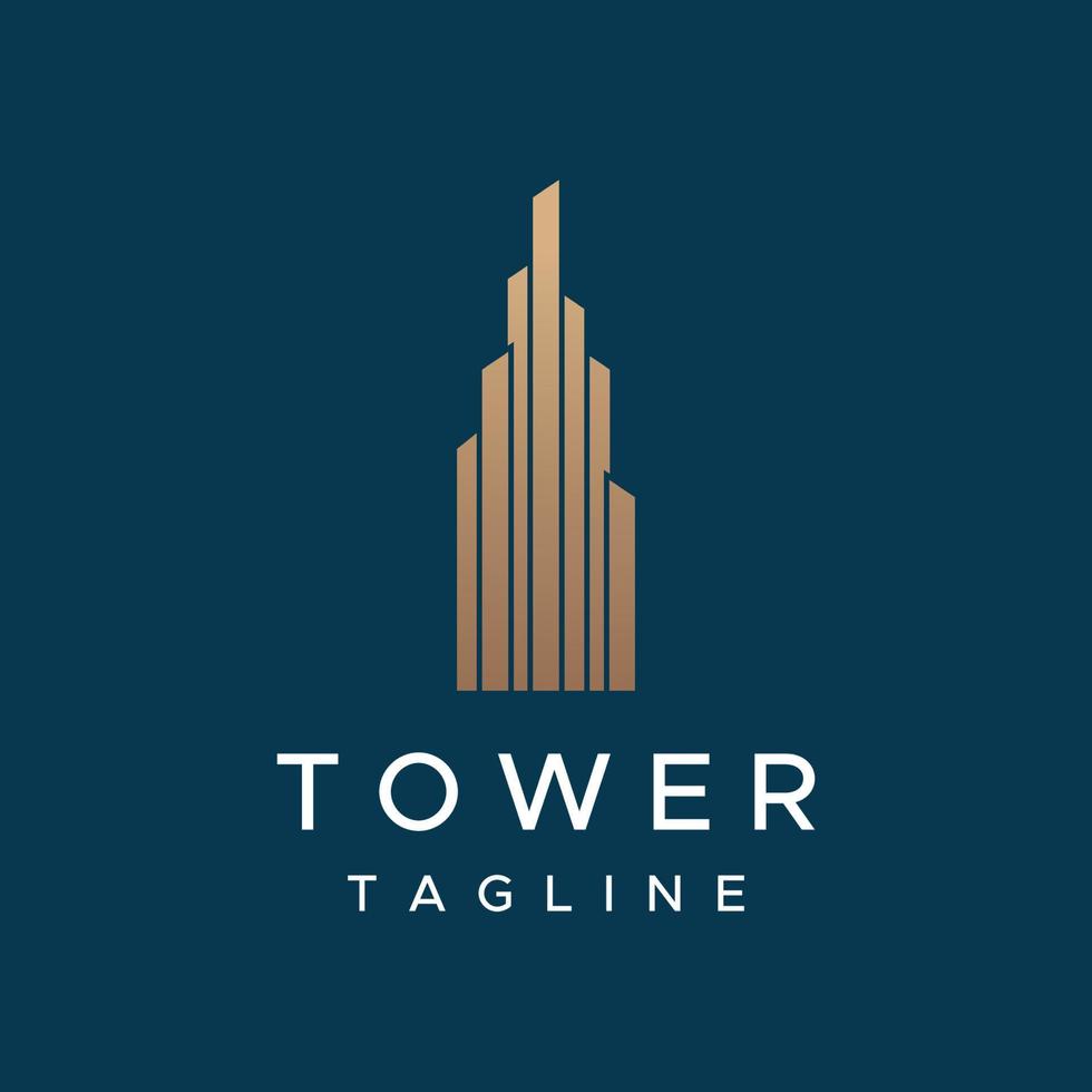 French eiffel tower building and high tower Logo template design.With editable vector illustration.