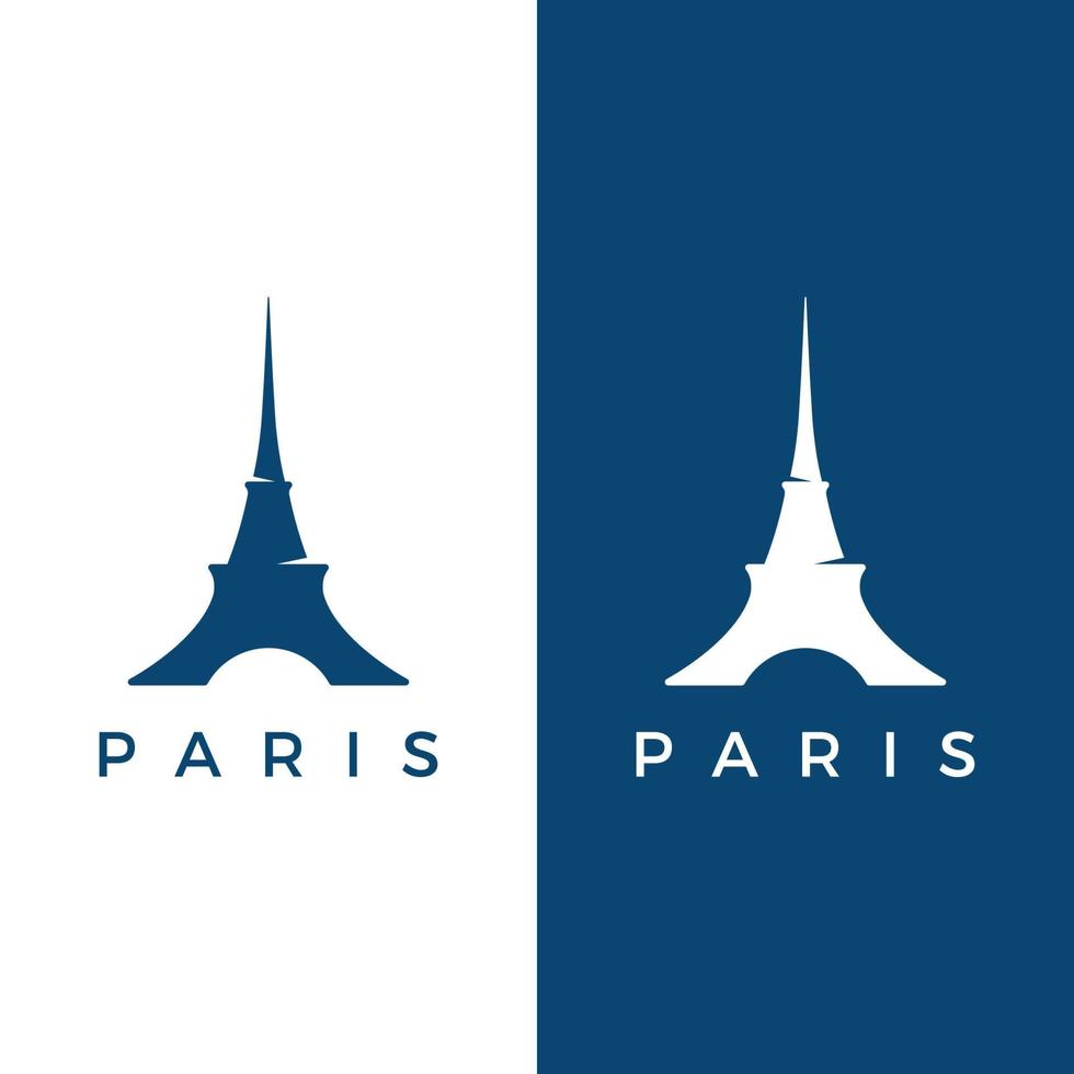 French eiffel tower building and high tower Logo template design.With editable vector illustration.