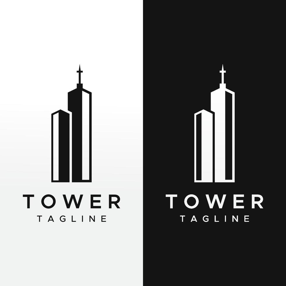 French eiffel tower building and high tower Logo template design.With editable vector illustration.