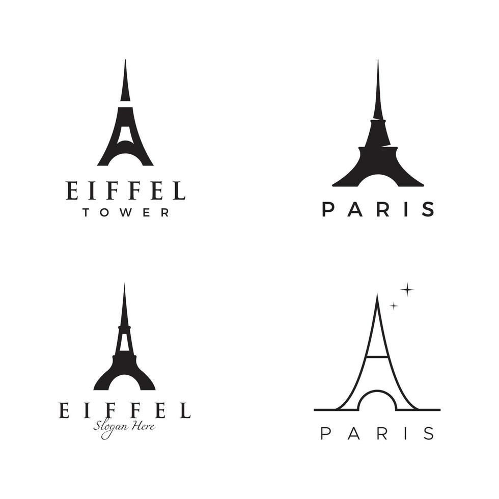 French eiffel tower building and high tower Logo template design.With editable vector illustration.