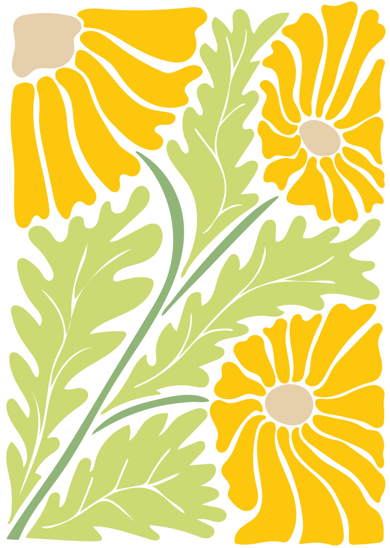 Trendy floral retro poster with yellow flowers 22536995 Vector Art at