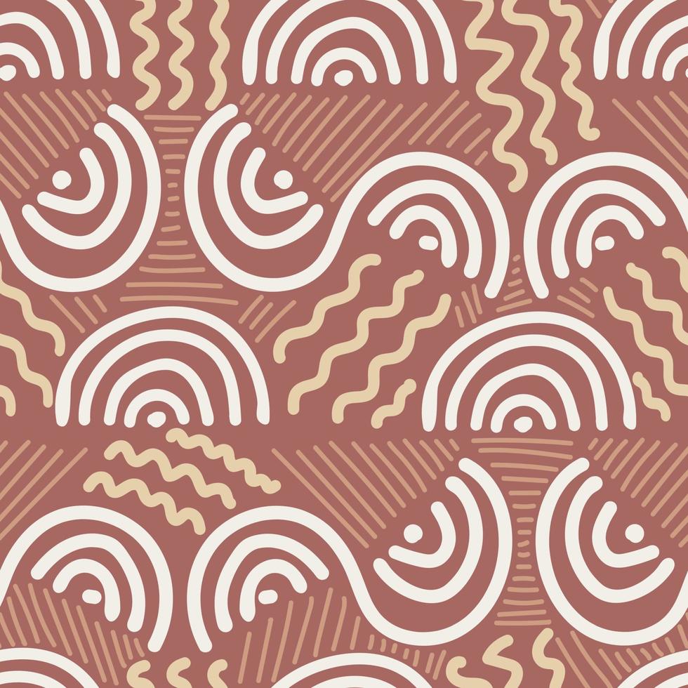 Aesthetic contemporary printable seamless pattern with abstract shapes and line vector