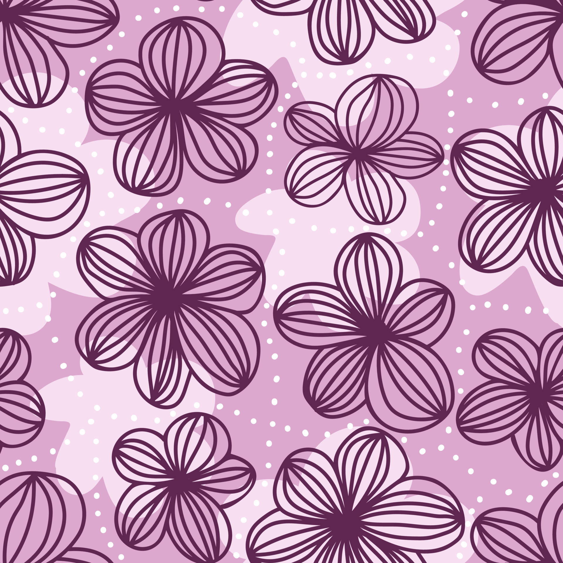 Aesthetic contemporary printable seamless pattern with purple flowers