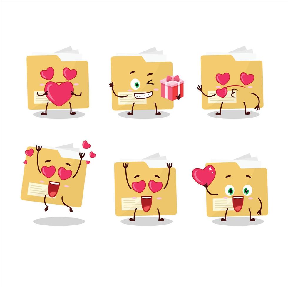 File folder cartoon character with love cute emoticon vector