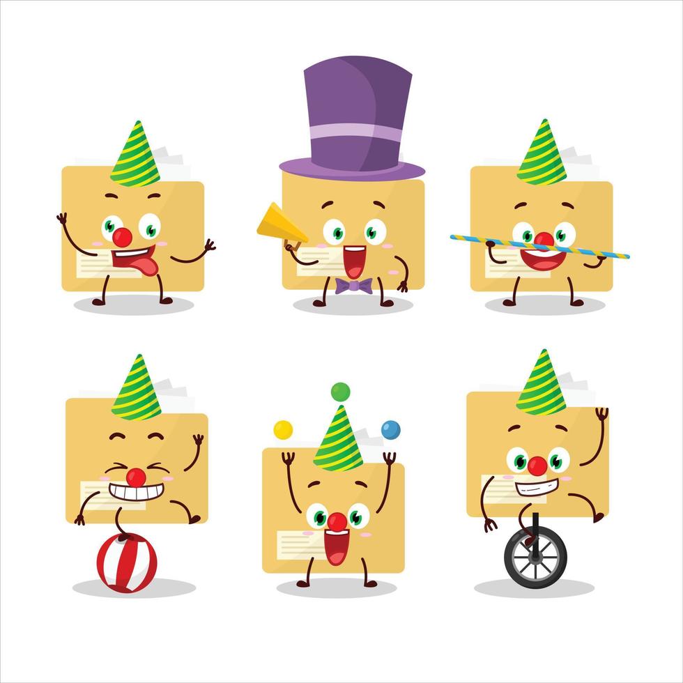 Cartoon character of file folder with various circus shows vector